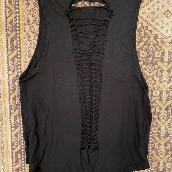 Carbon38 Black Tank Top with slit back detailing, M - Picture 4 of 4